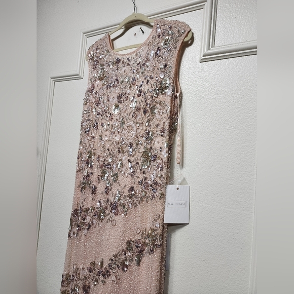 Mac Duggal 5500 Pink Floral Embellished Cap Sleeve Trumpet Gown 14 Wedding Party - Picture 6 of 15